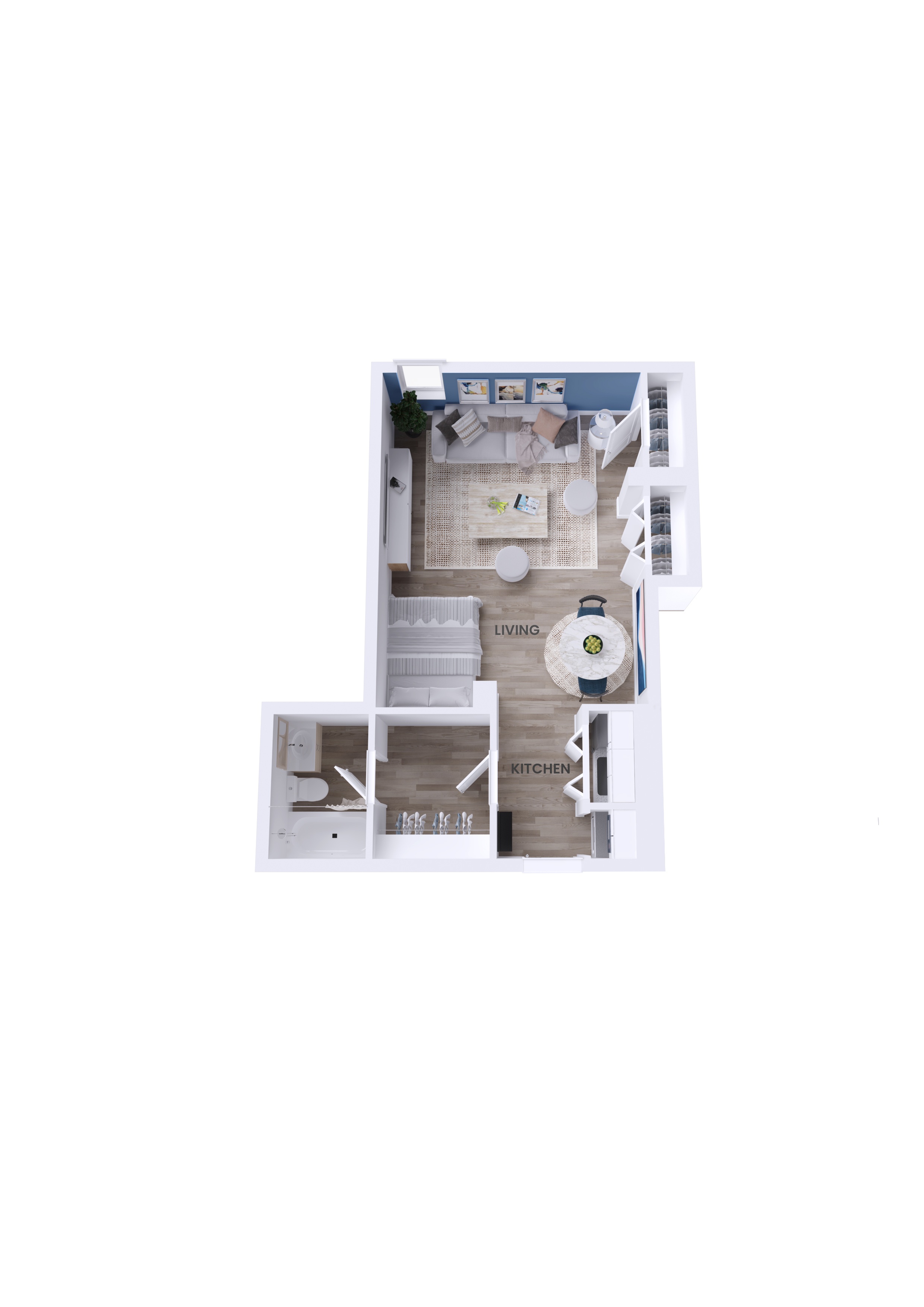 Floor plan for studio, 1 bath, 425 sqft